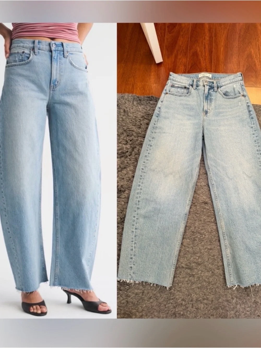 Abercrombie & Fitch High Rise Barrel Jeans size 27 short - Picture 2 of 2